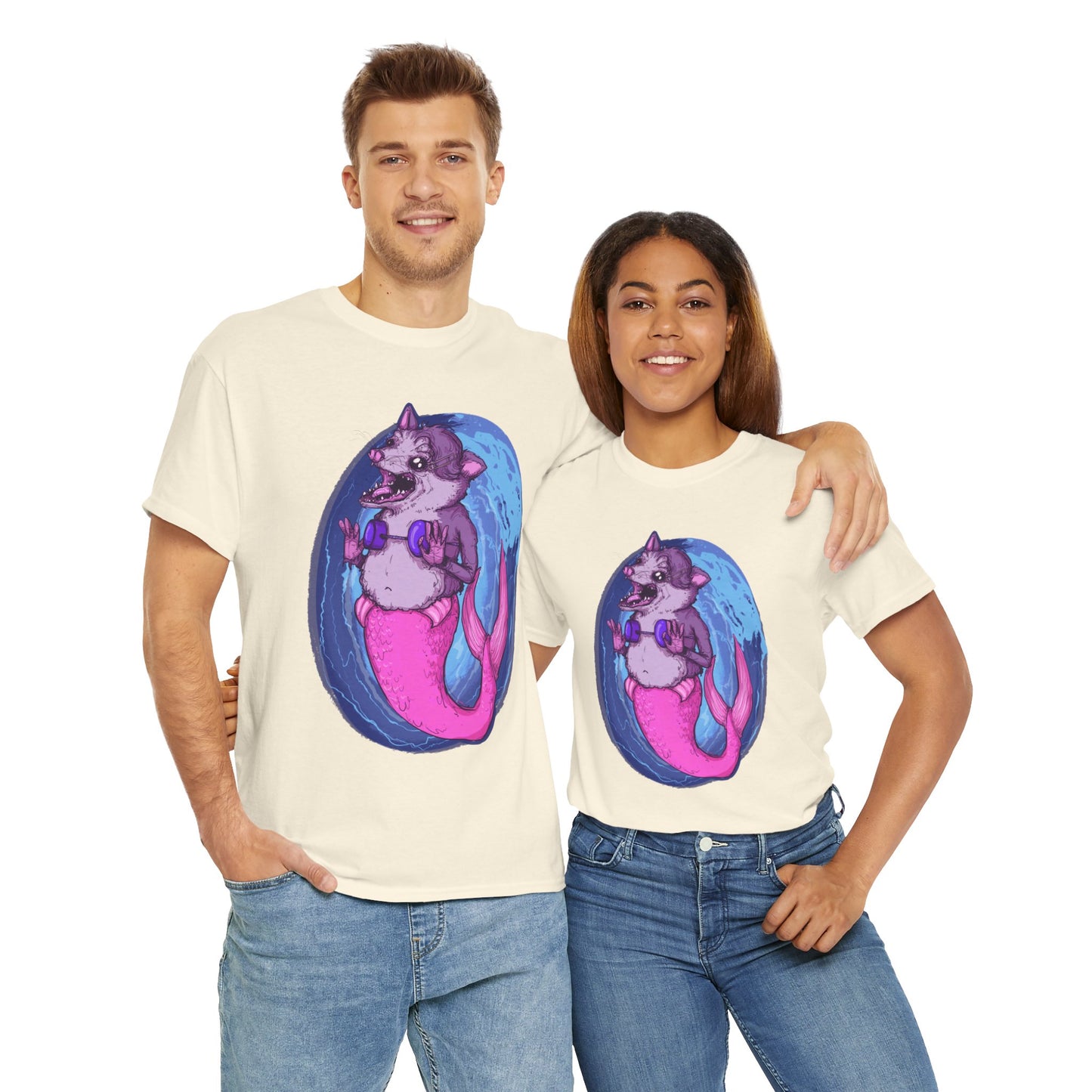 Mermaid Opossum Unisex Heavy Cotton Tee