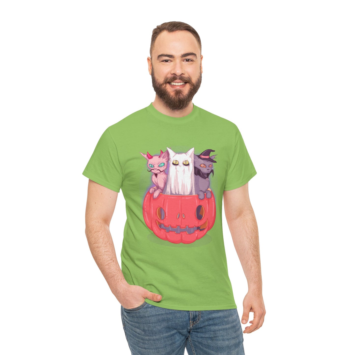 Meow-lloween Unisex Heavy Cotton Tee