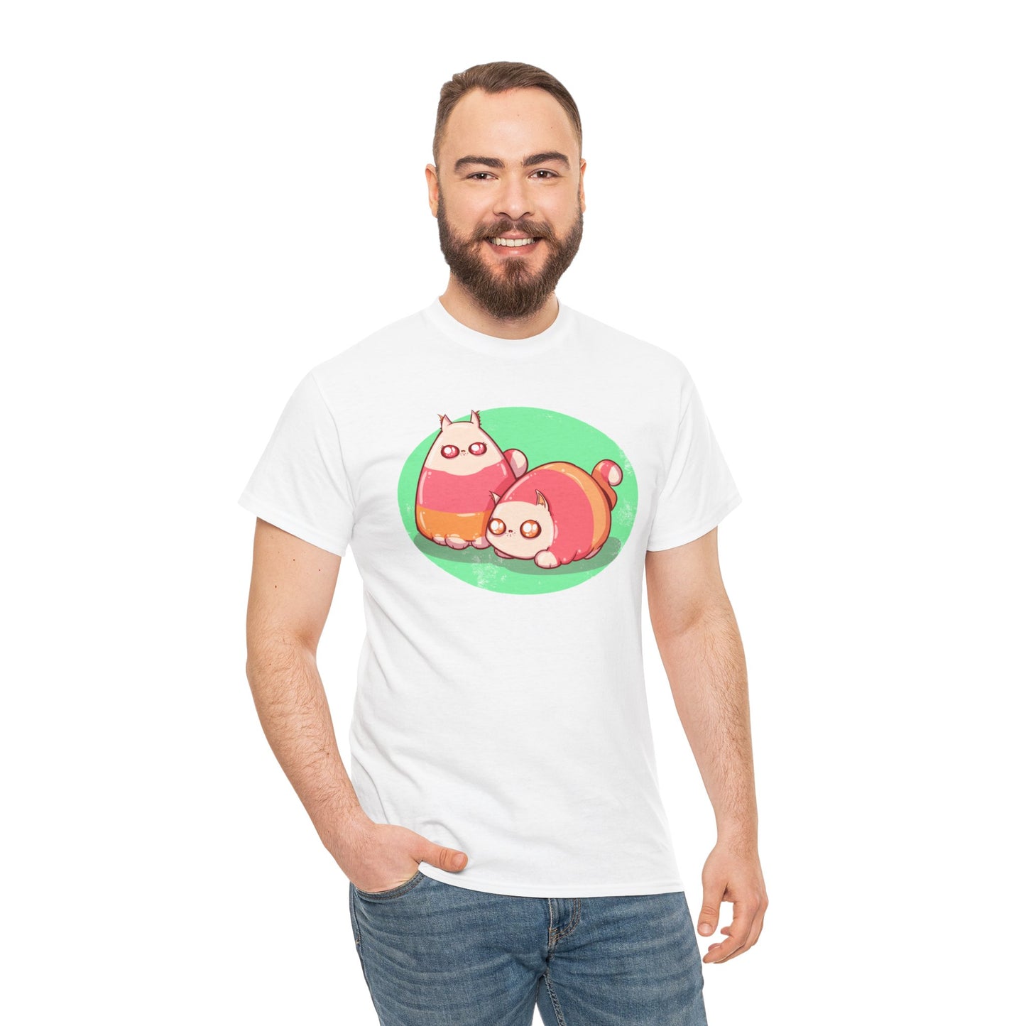 Candy Corn Cats Unisex Heavy Cotton Tee