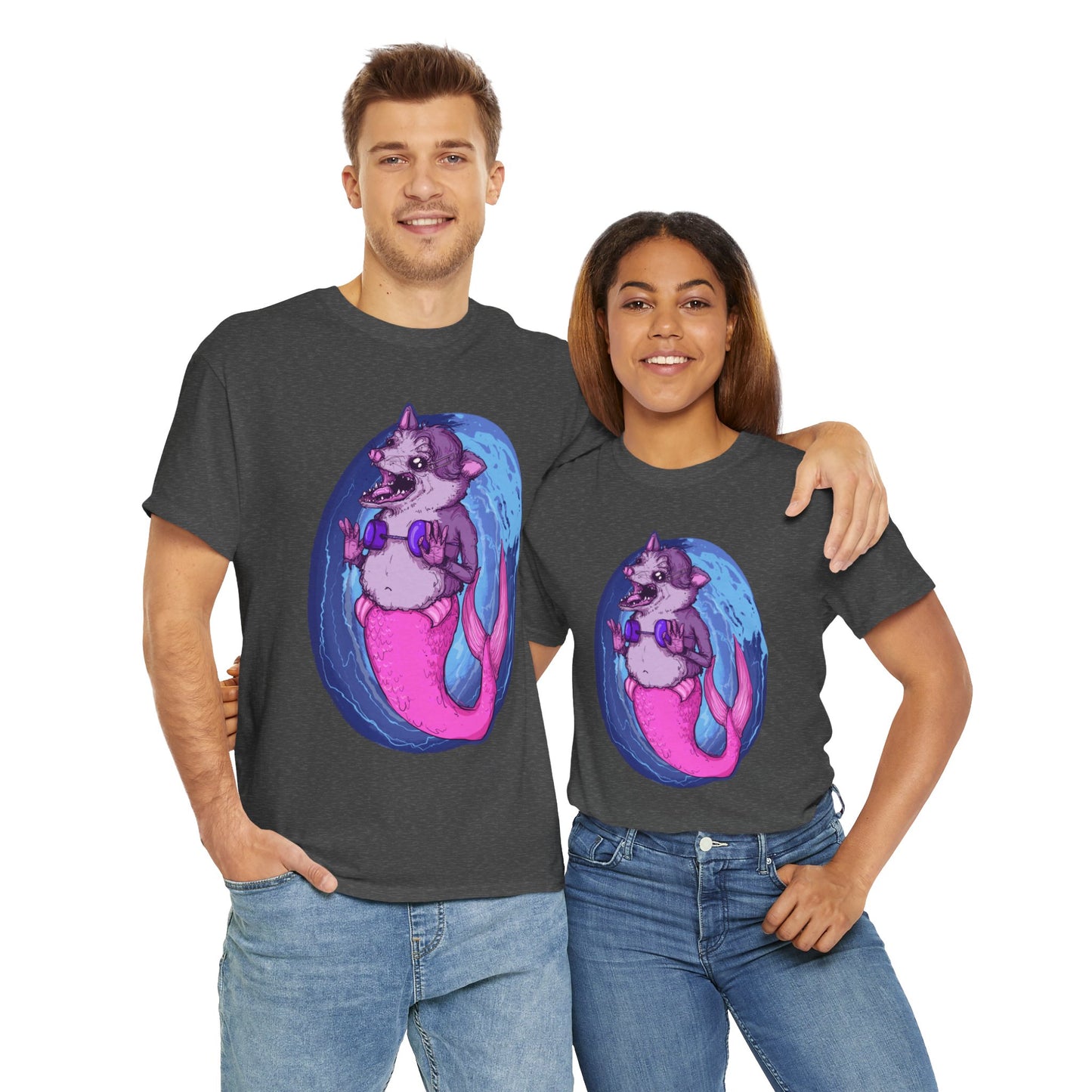 Mermaid Opossum Unisex Heavy Cotton Tee