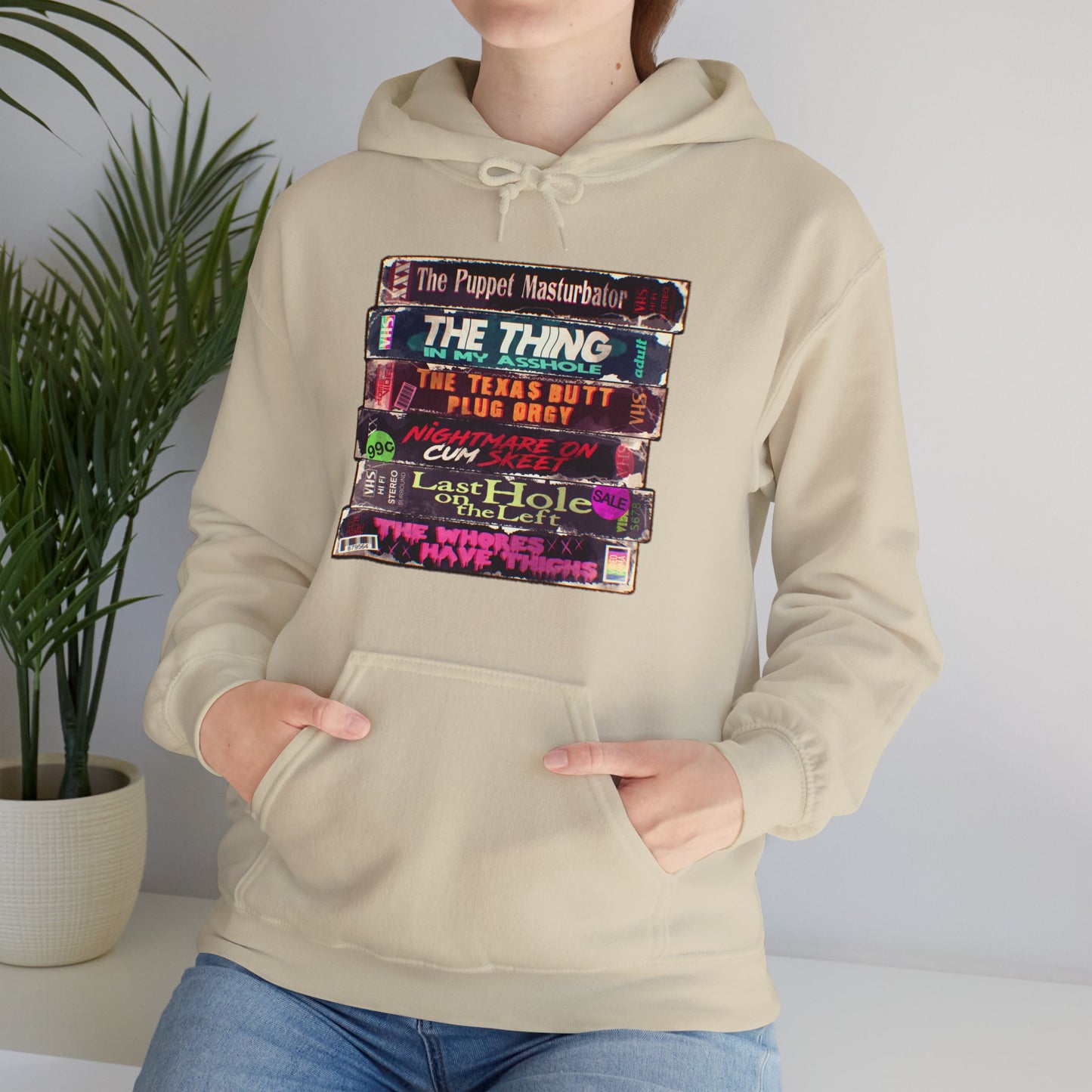 Adult Horror VHS Unisex Heavy Blend Hooded Sweatshirt