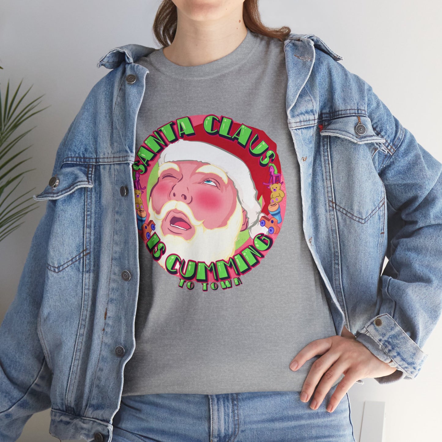 Santa Is Cumming Unisex Heavy Cotton Tee