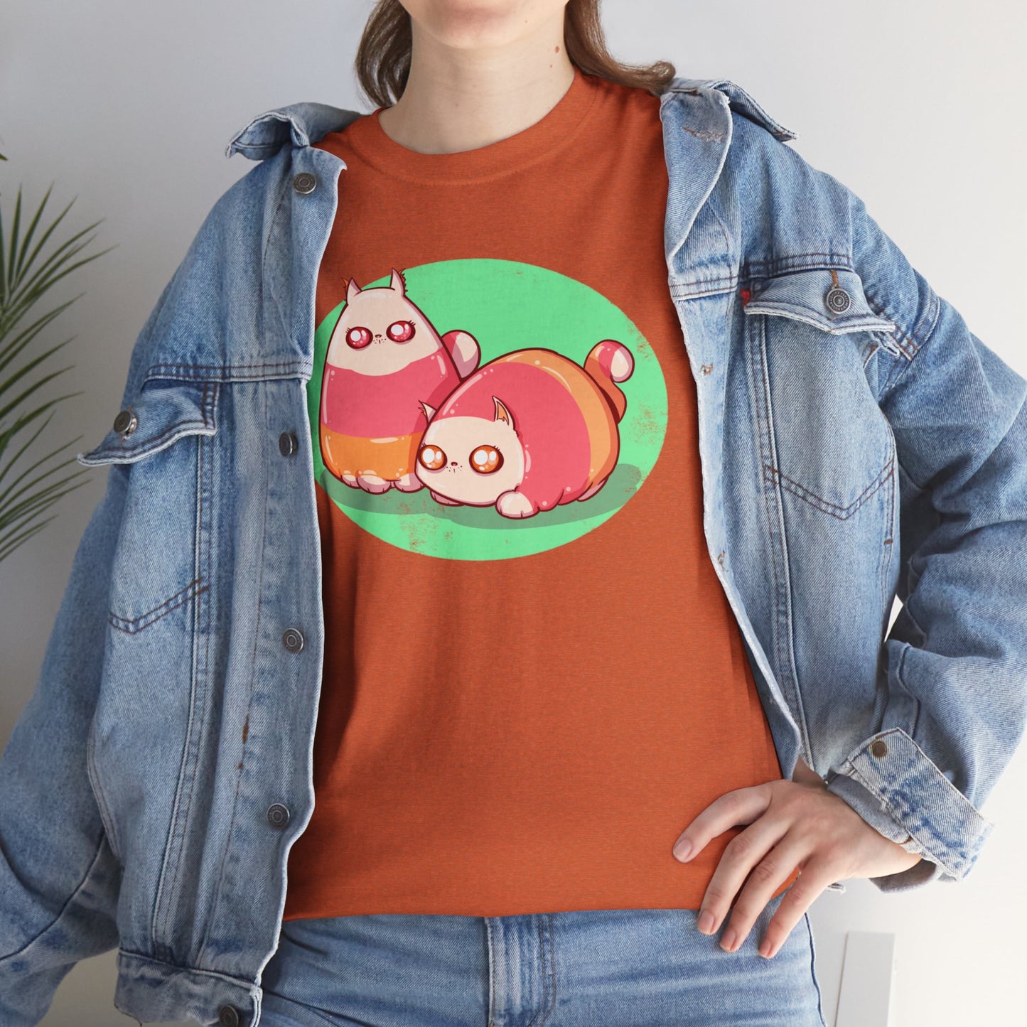 Candy Corn Cats Unisex Heavy Cotton Tee