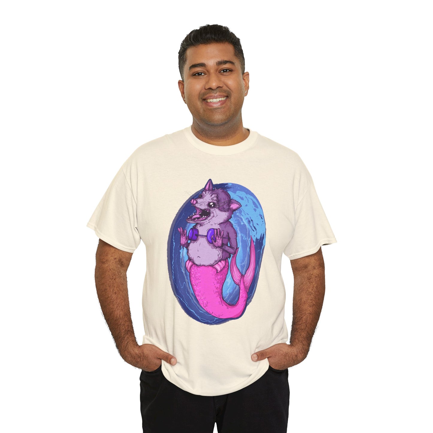 Mermaid Opossum Unisex Heavy Cotton Tee