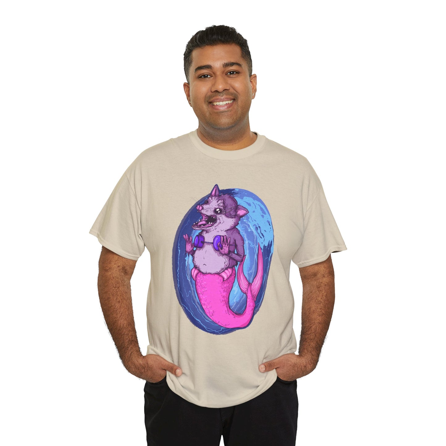 Mermaid Opossum Unisex Heavy Cotton Tee