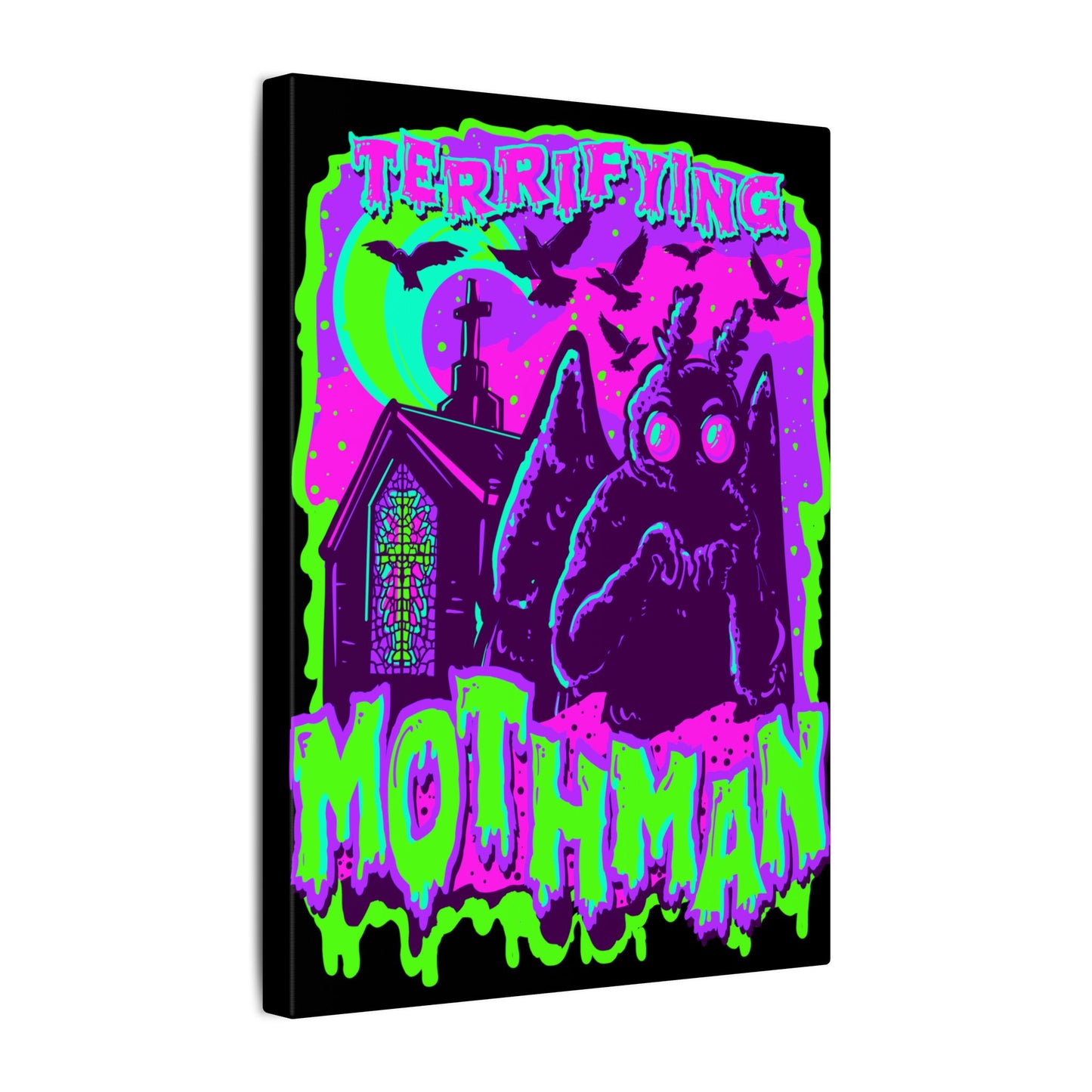 Terrifying Mothman Matte Canvas Stretched