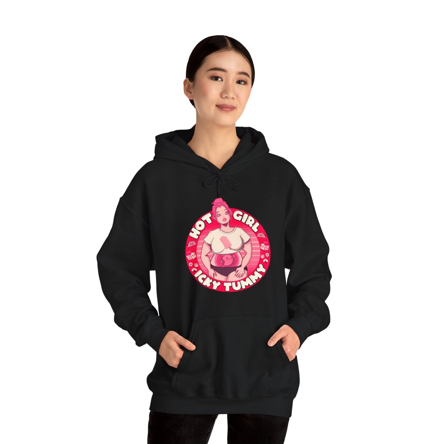 Hot Girl Icky Tummy Unisex Heavy Blend Hooded Sweatshirt