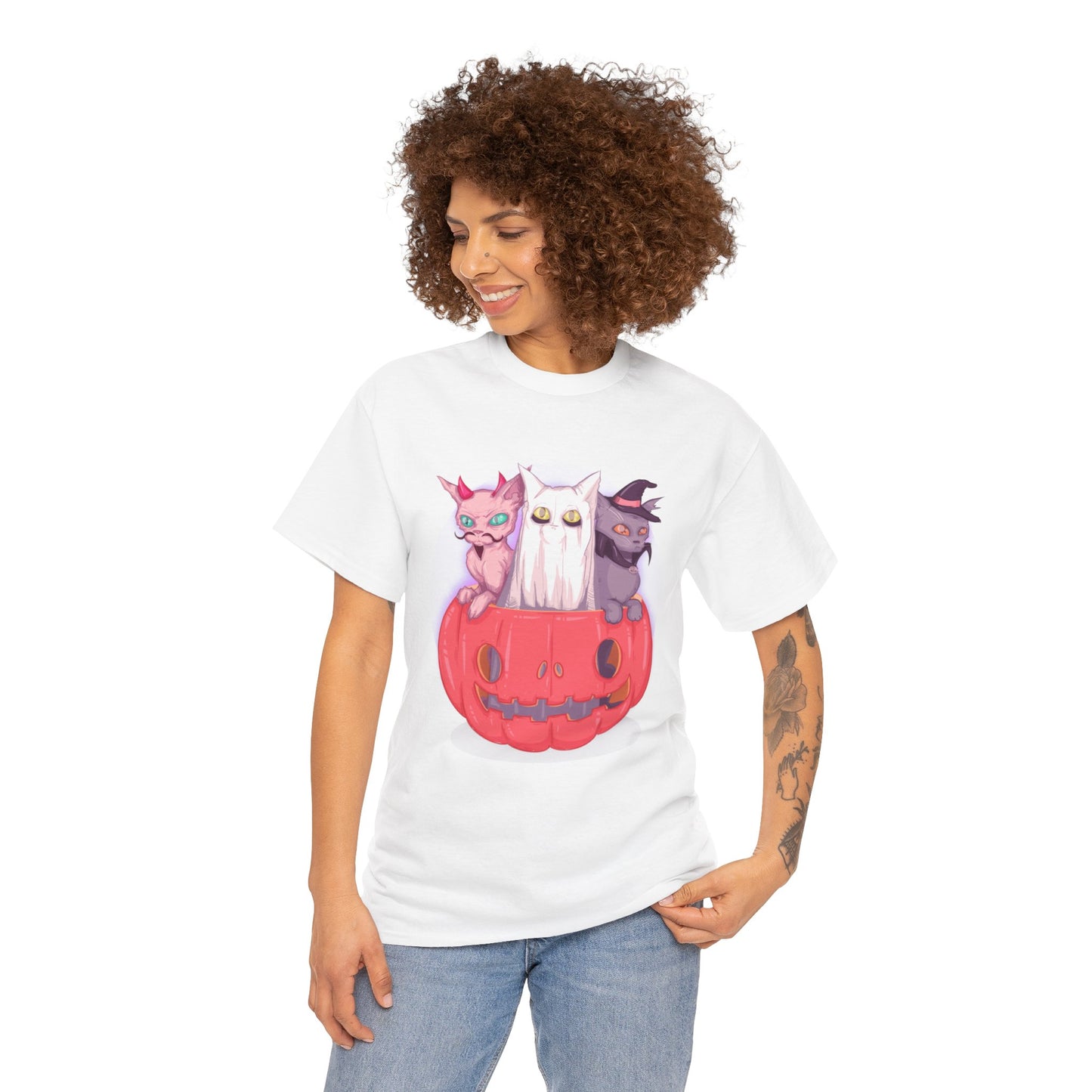 Meow-lloween Unisex Heavy Cotton Tee