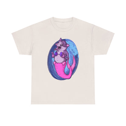 Mermaid Opossum Unisex Heavy Cotton Tee