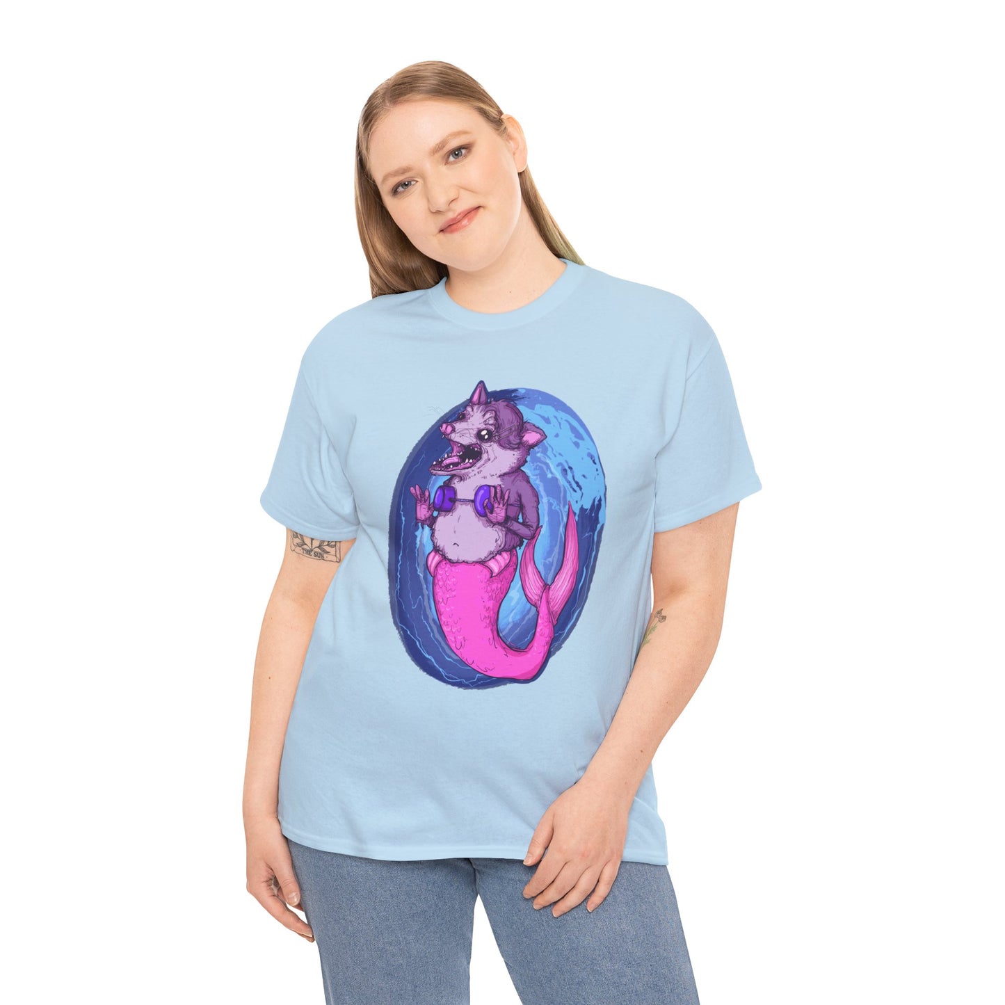 Mermaid Opossum Unisex Heavy Cotton Tee