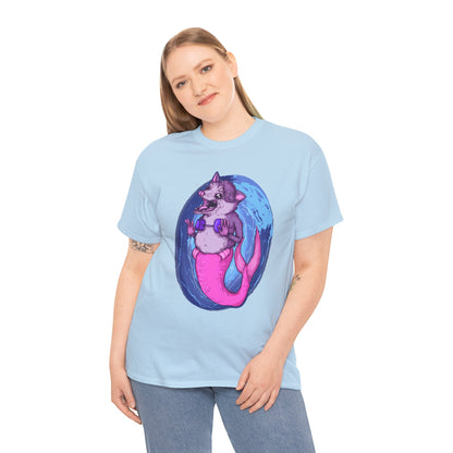 Mermaid Opossum Unisex Heavy Cotton Tee