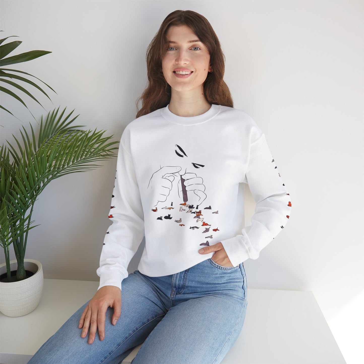 Serotonin Front + Back +Sleeve Print Unisex Heavy Blend Crewneck Sweatshirt