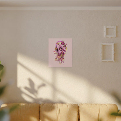Elemental Skull Cherry Blossom Matte Canvas Stretched