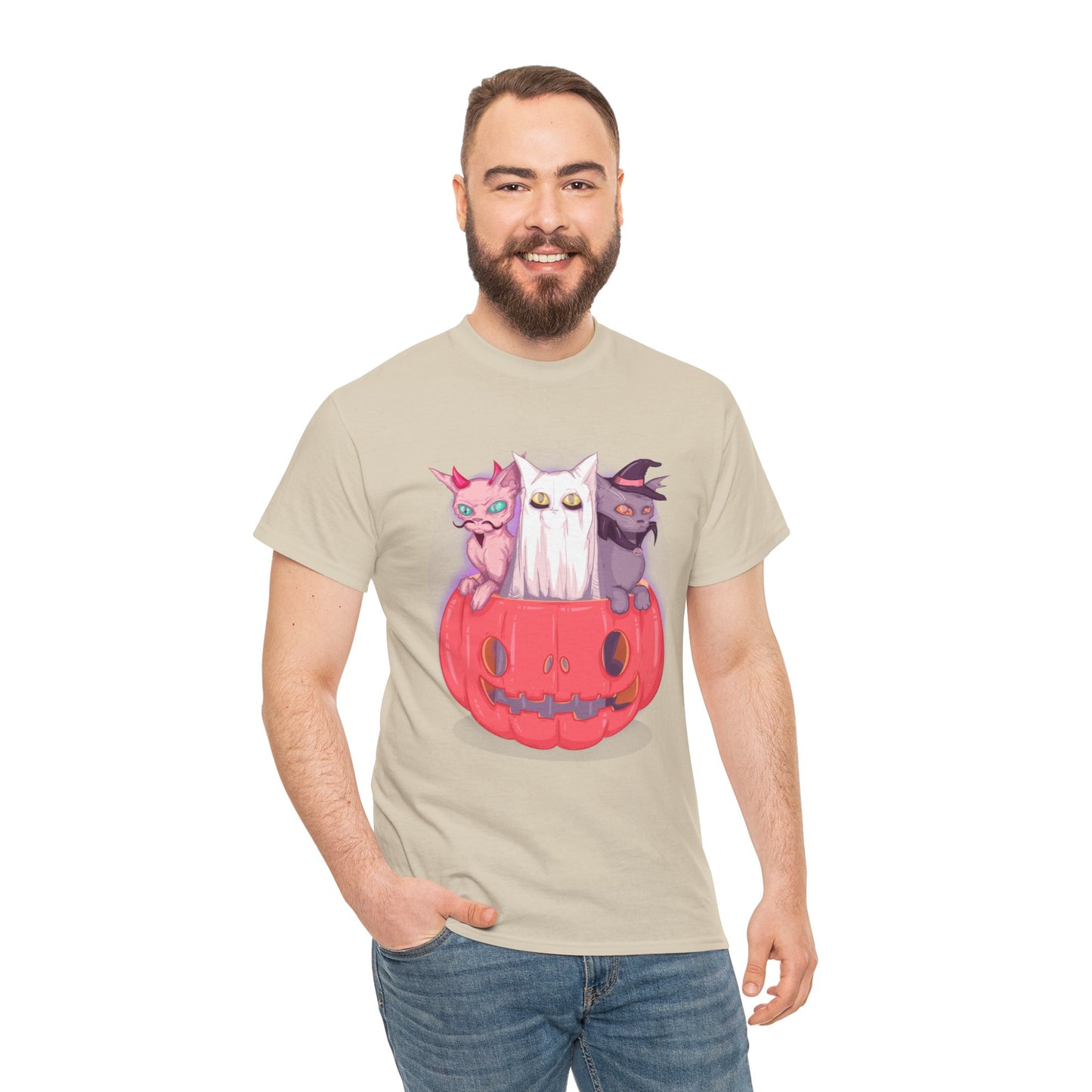 Meow-lloween Unisex Heavy Cotton Tee