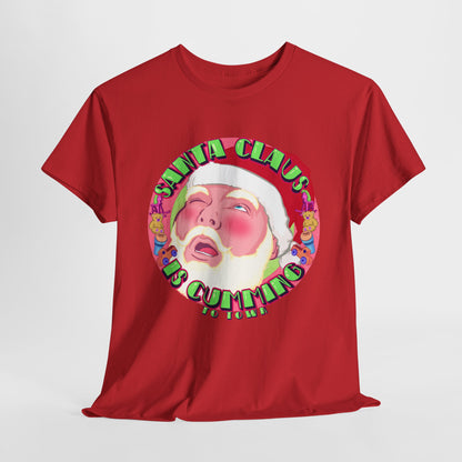 Santa Is Cumming Unisex Heavy Cotton Tee