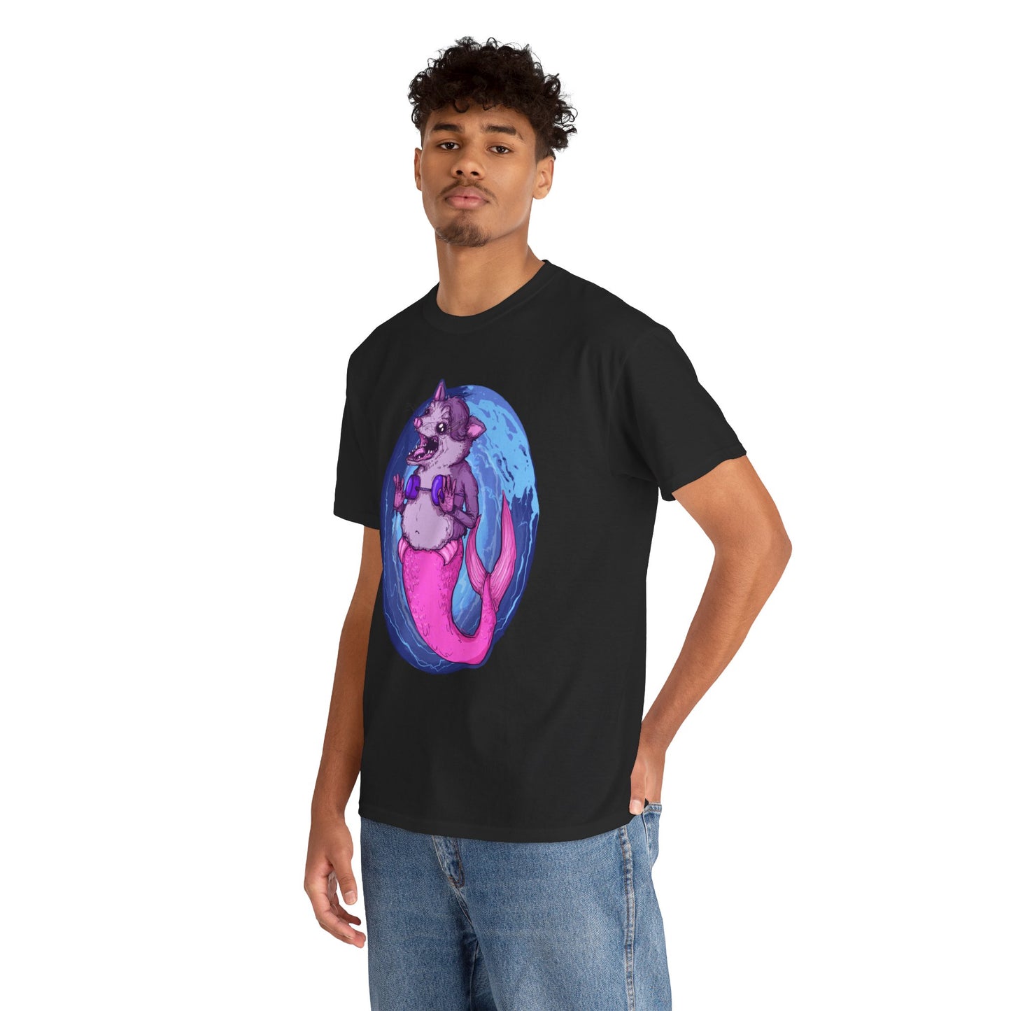 Mermaid Opossum Unisex Heavy Cotton Tee