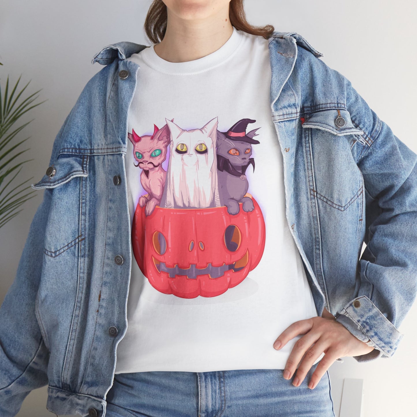 Meow-lloween Unisex Heavy Cotton Tee