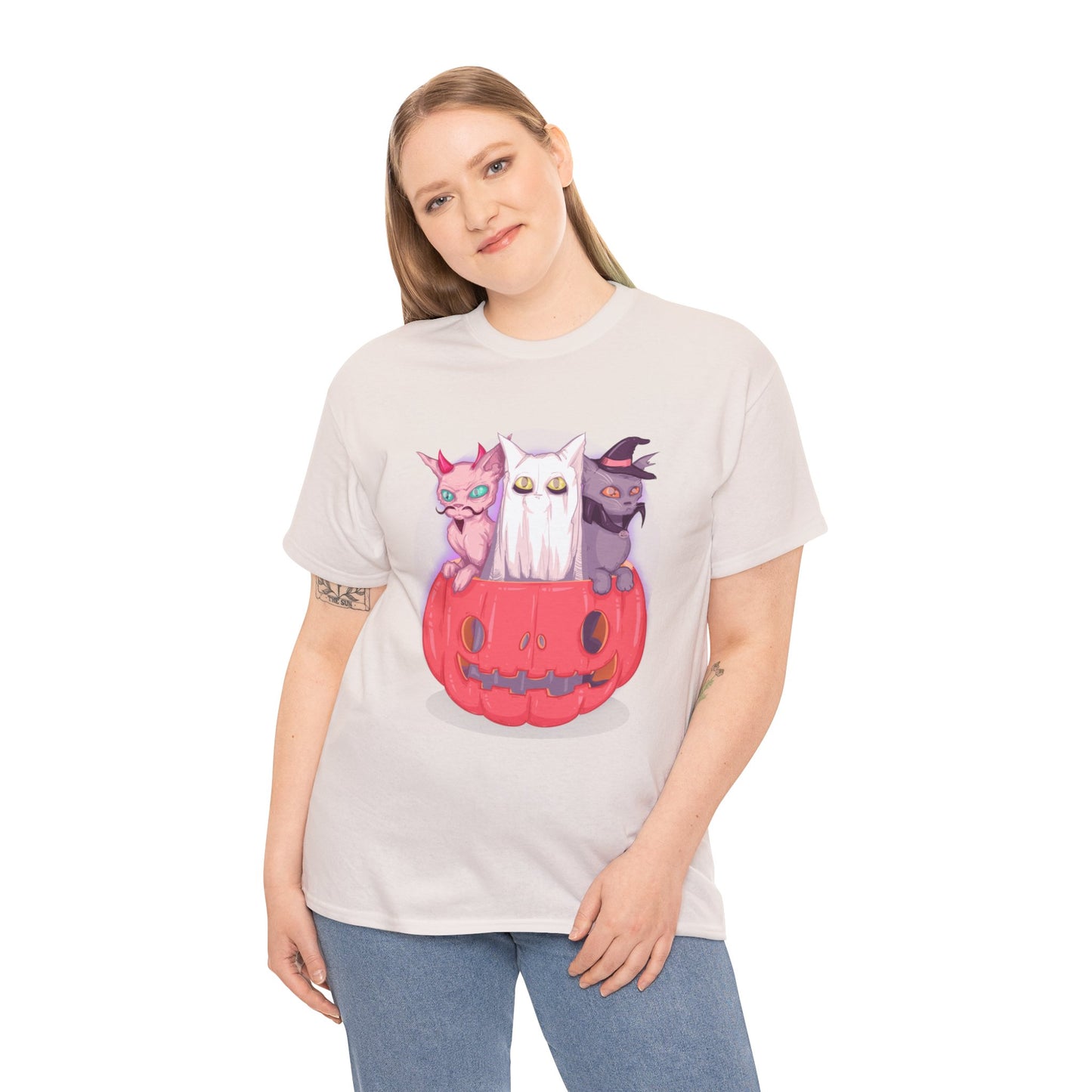 Meow-lloween Unisex Heavy Cotton Tee