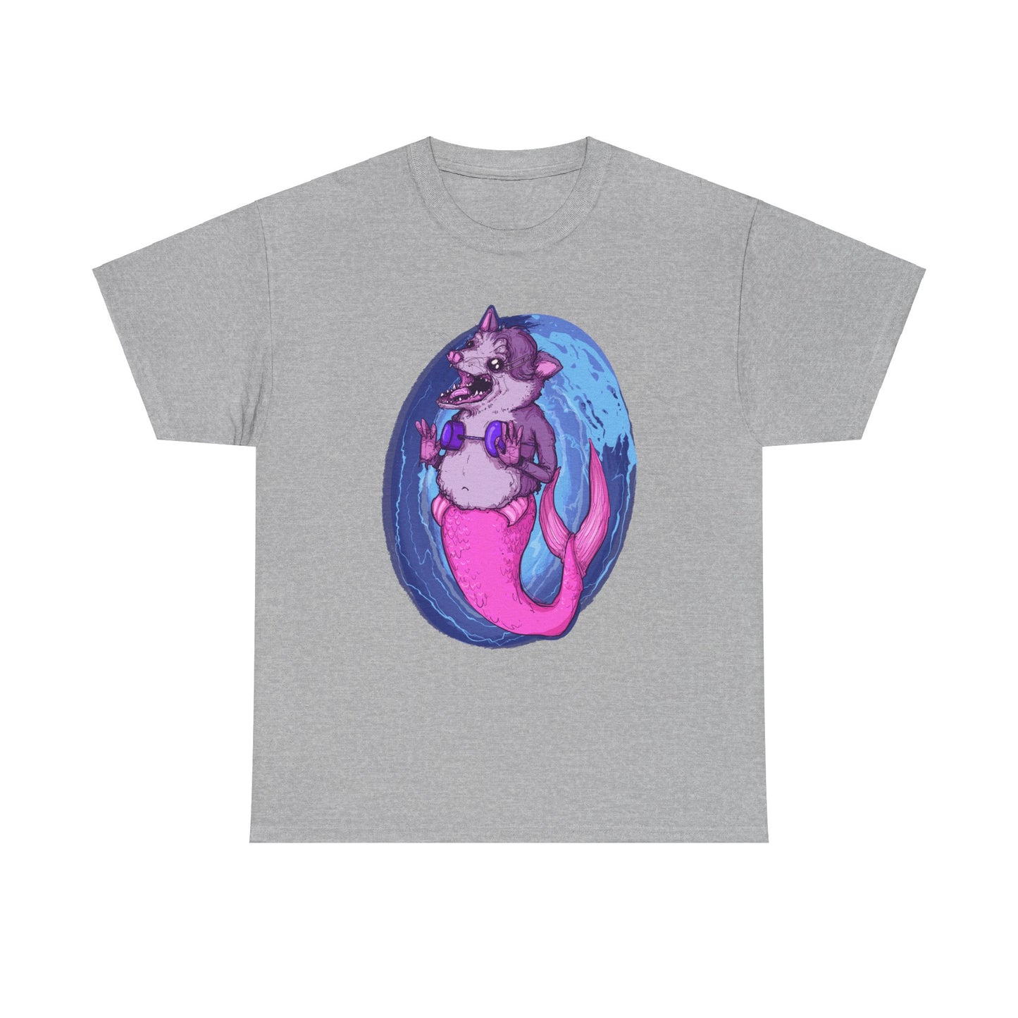 Mermaid Opossum Unisex Heavy Cotton Tee