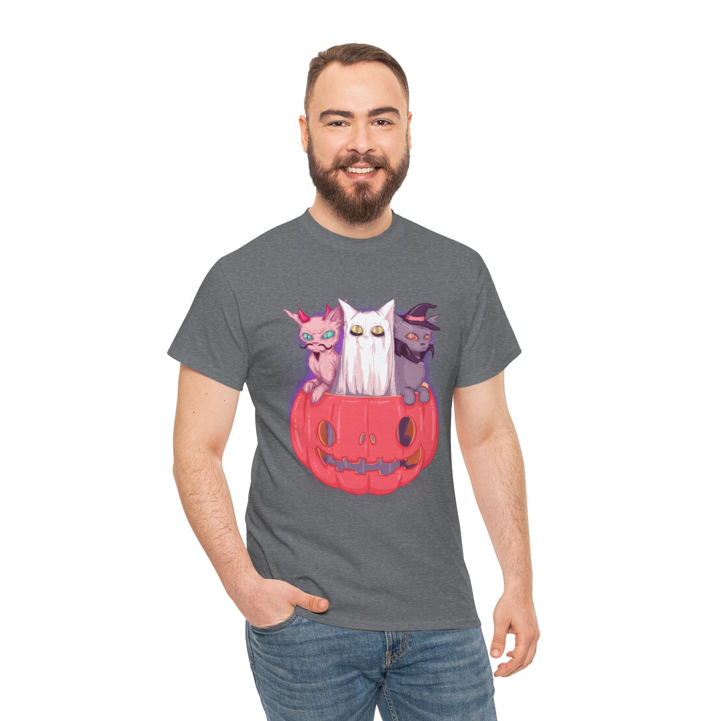 Meow-lloween Unisex Heavy Cotton Tee