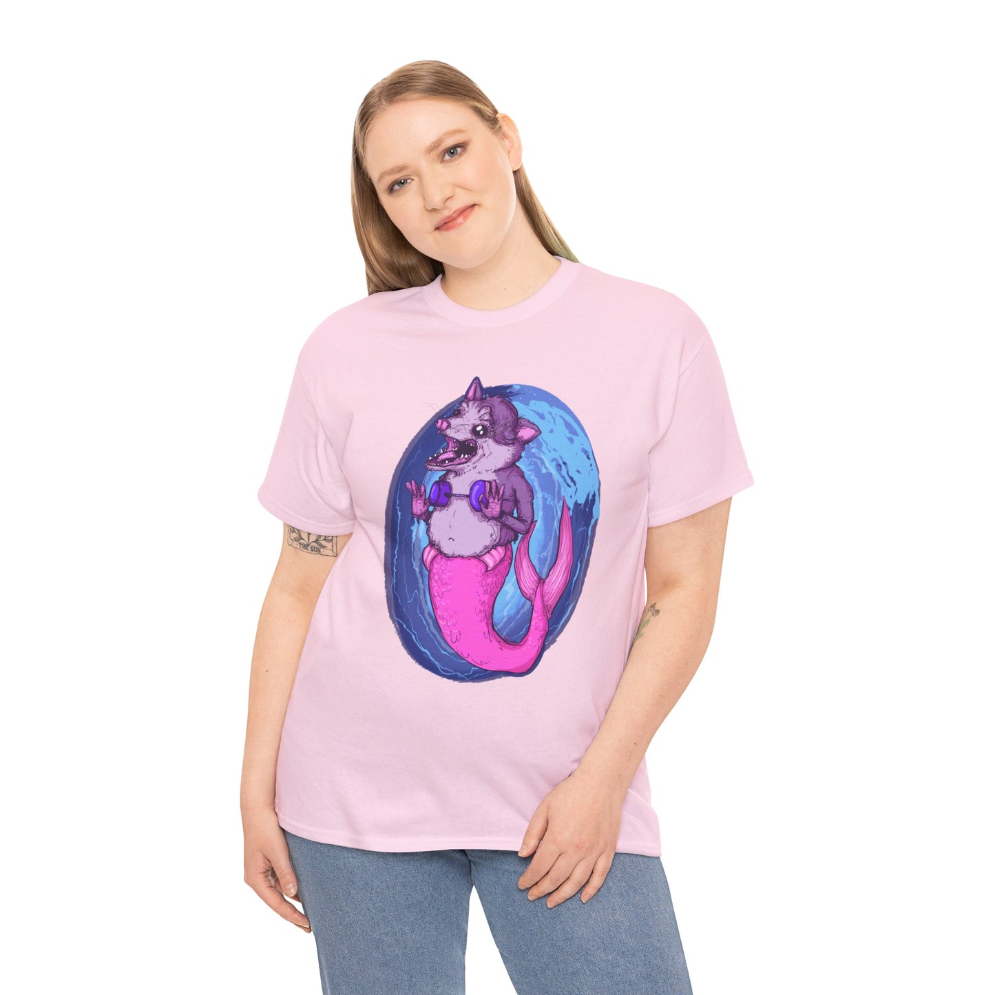 Mermaid Opossum Unisex Heavy Cotton Tee