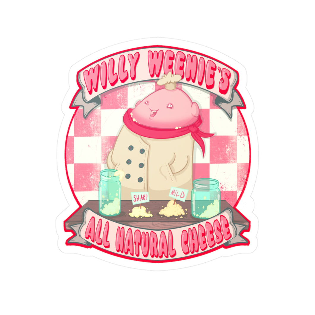 Willy Weenie's Natural Cheese Kiss-Cut Vinyl Decal
