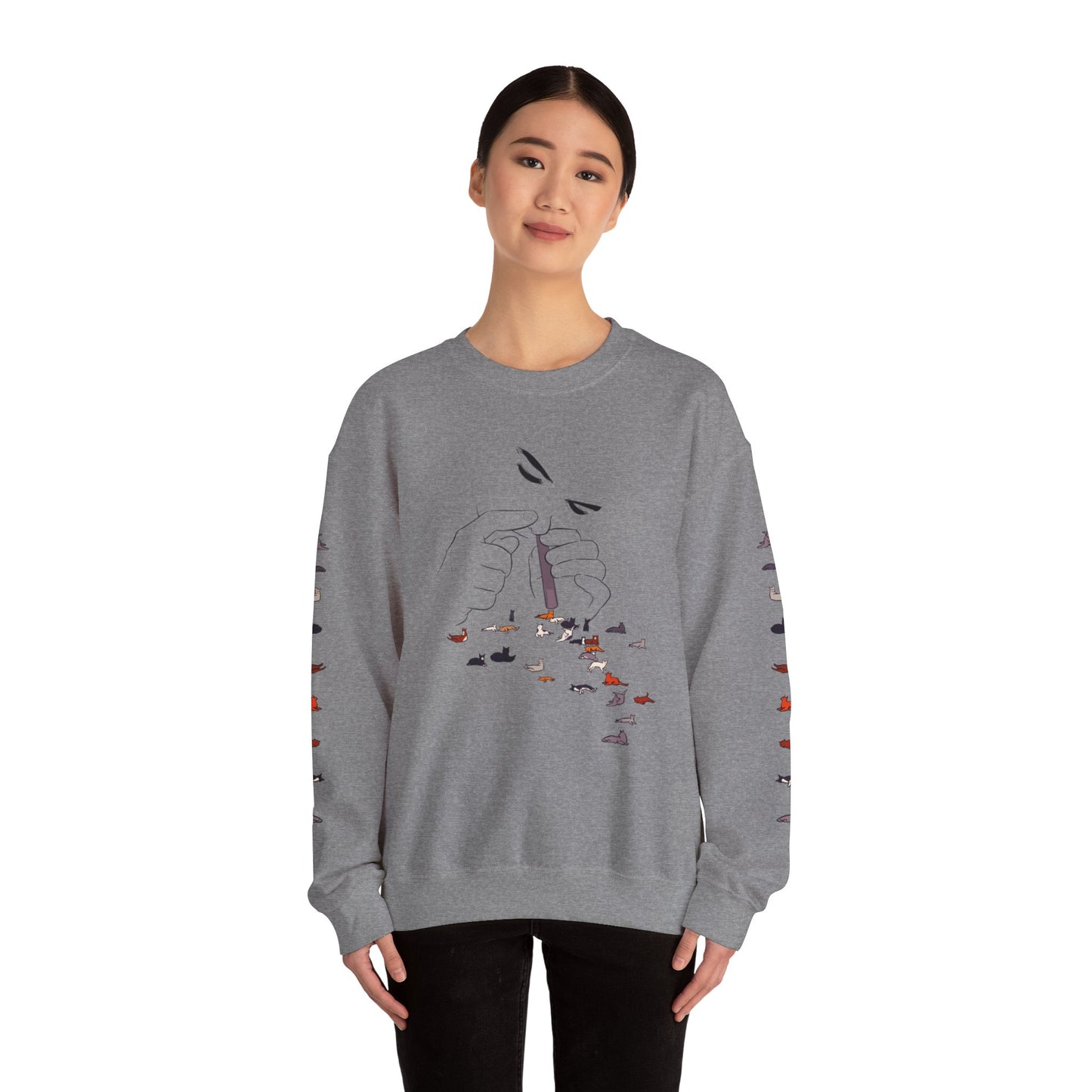 Serotonin Front + Back +Sleeve Print Unisex Heavy Blend Crewneck Sweatshirt
