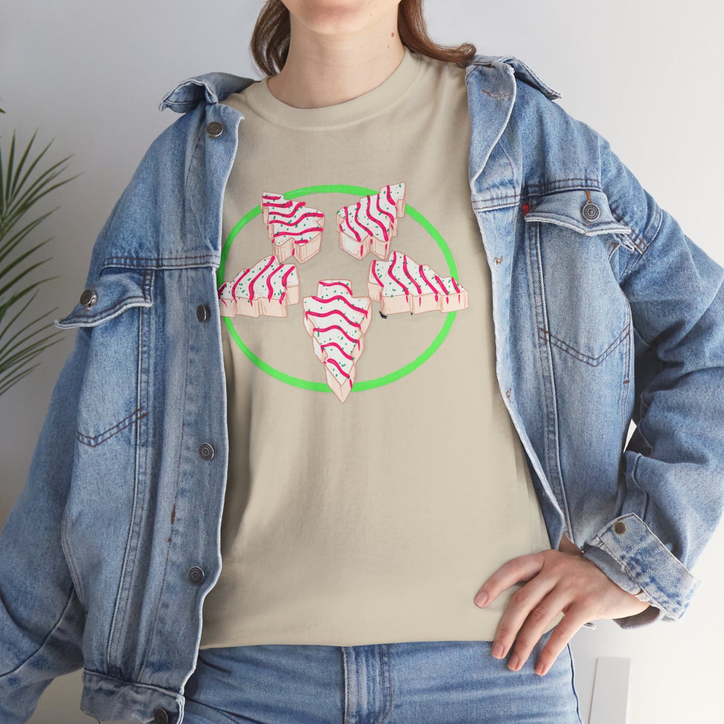 Christmas Tree Pentagram Cake Unisex Heavy Cotton Tee