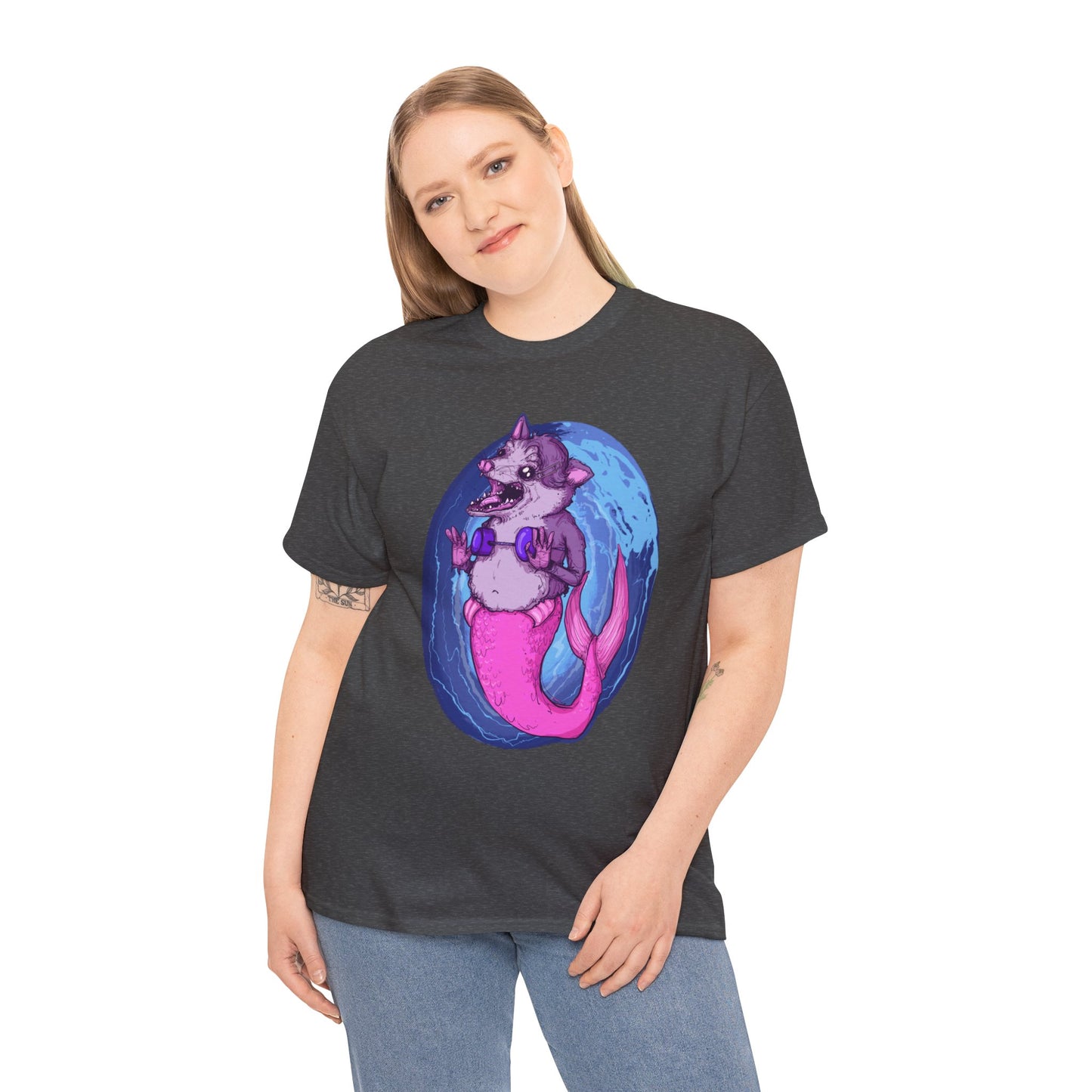 Mermaid Opossum Unisex Heavy Cotton Tee