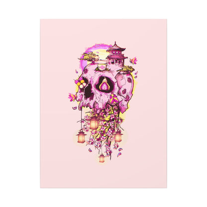 Elemental Skull Cherry Blossom Matte Canvas Stretched