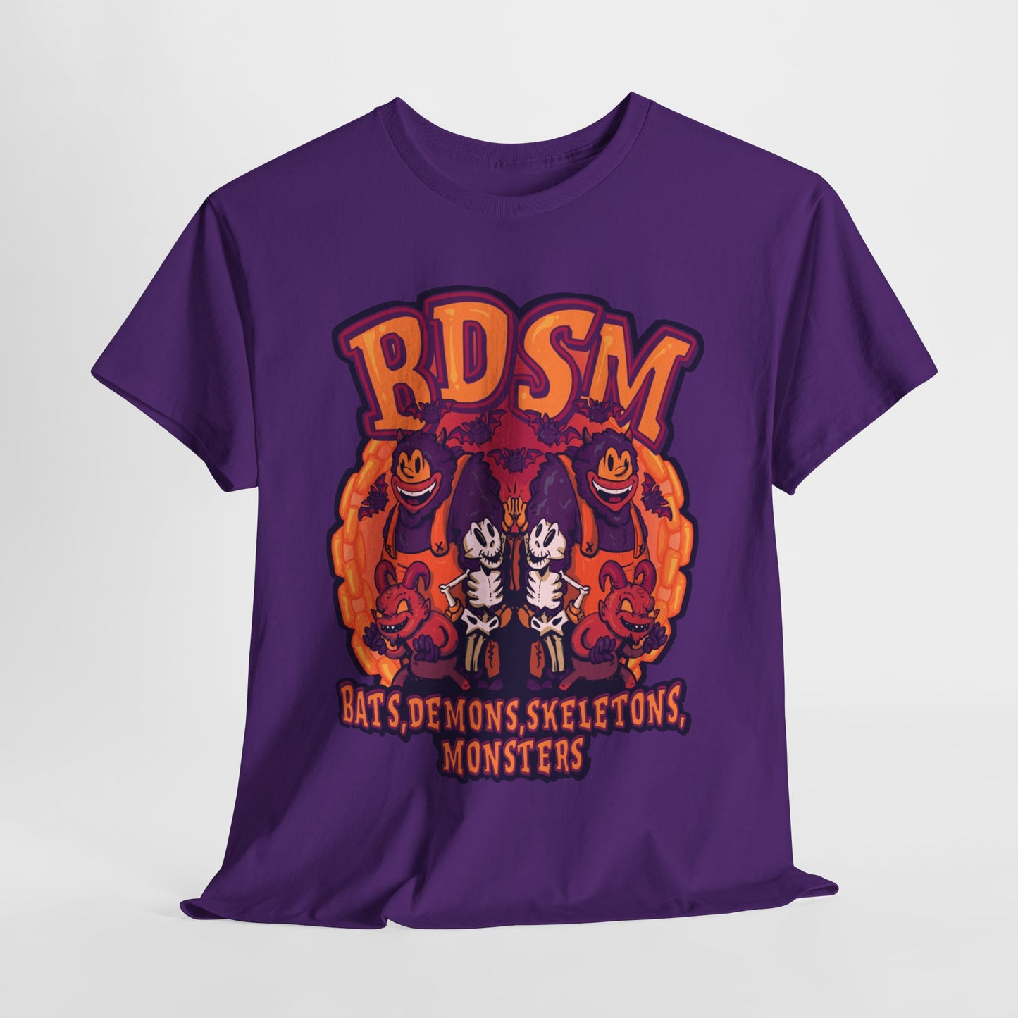 Bats Demons Skeletons Monsters Unisex Heavy Cotton Tee