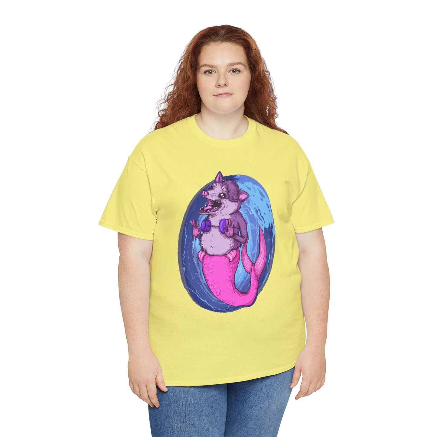 Mermaid Opossum Unisex Heavy Cotton Tee