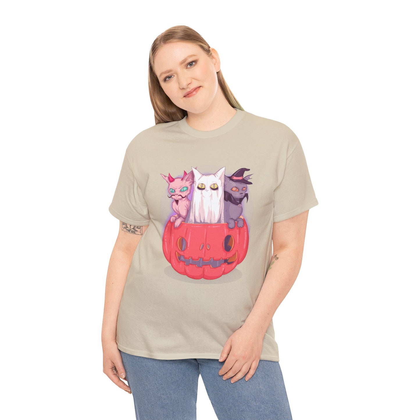 Meow-lloween Unisex Heavy Cotton Tee