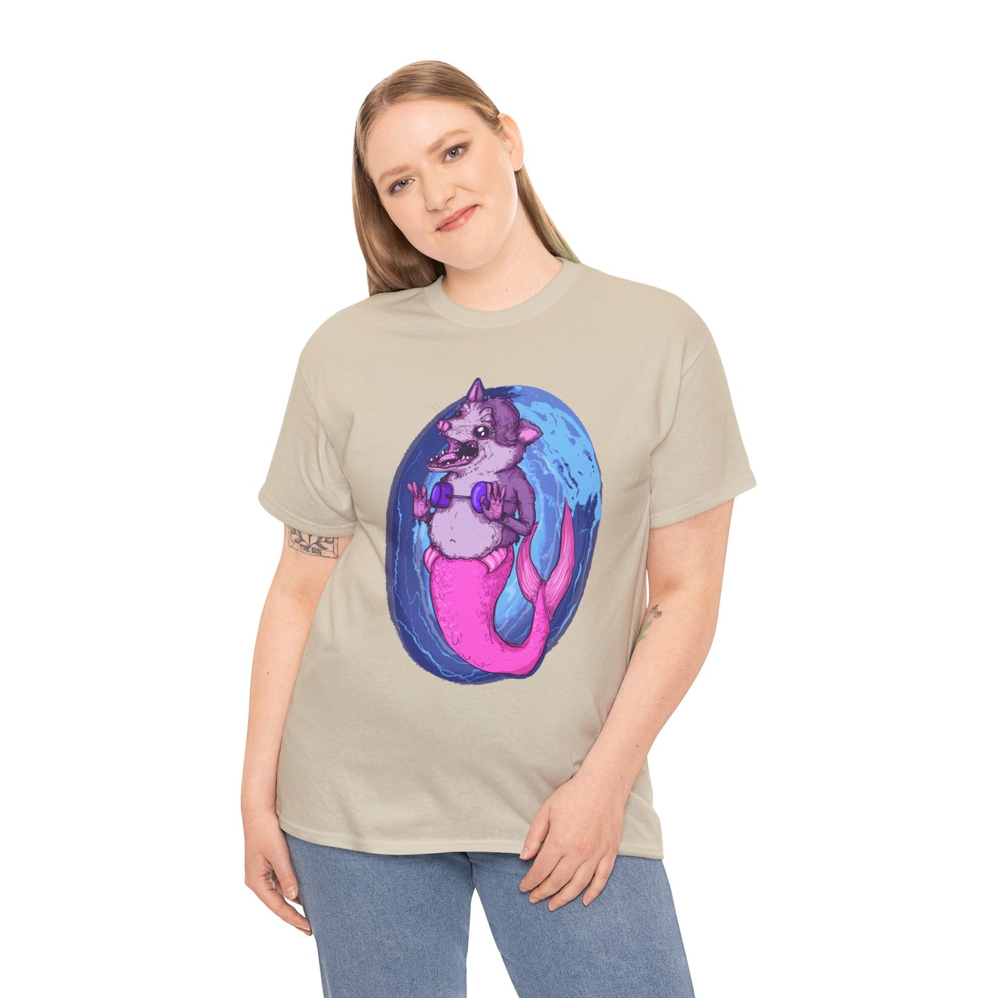 Mermaid Opossum Unisex Heavy Cotton Tee