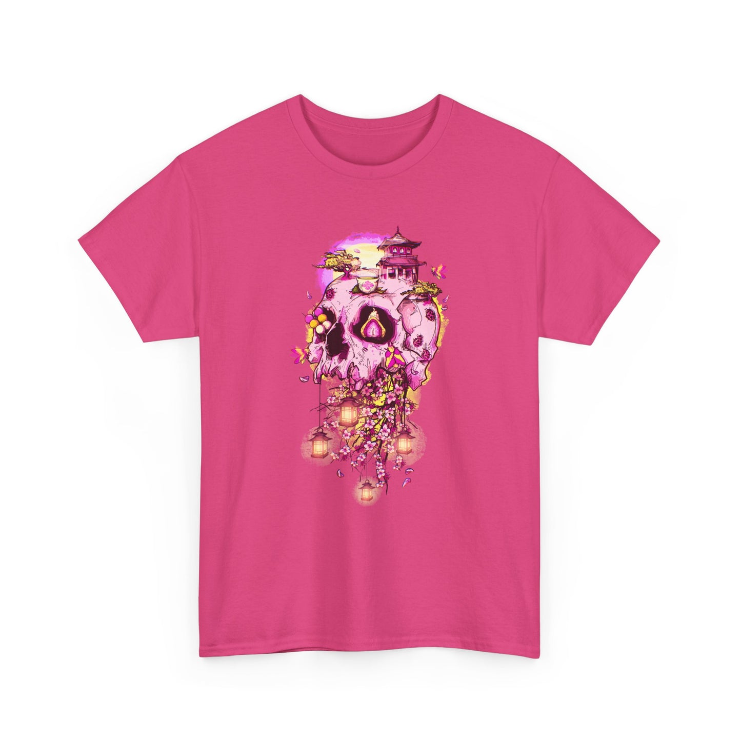 Elemental Skull Cherry Blossom Unisex Heavy Cotton Tee