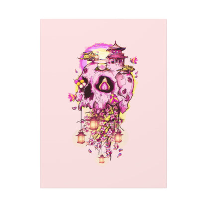 Elemental Skull Cherry Blossom Matte Canvas Stretched
