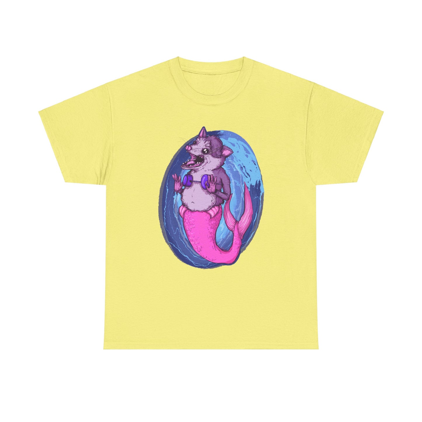 Mermaid Opossum Unisex Heavy Cotton Tee