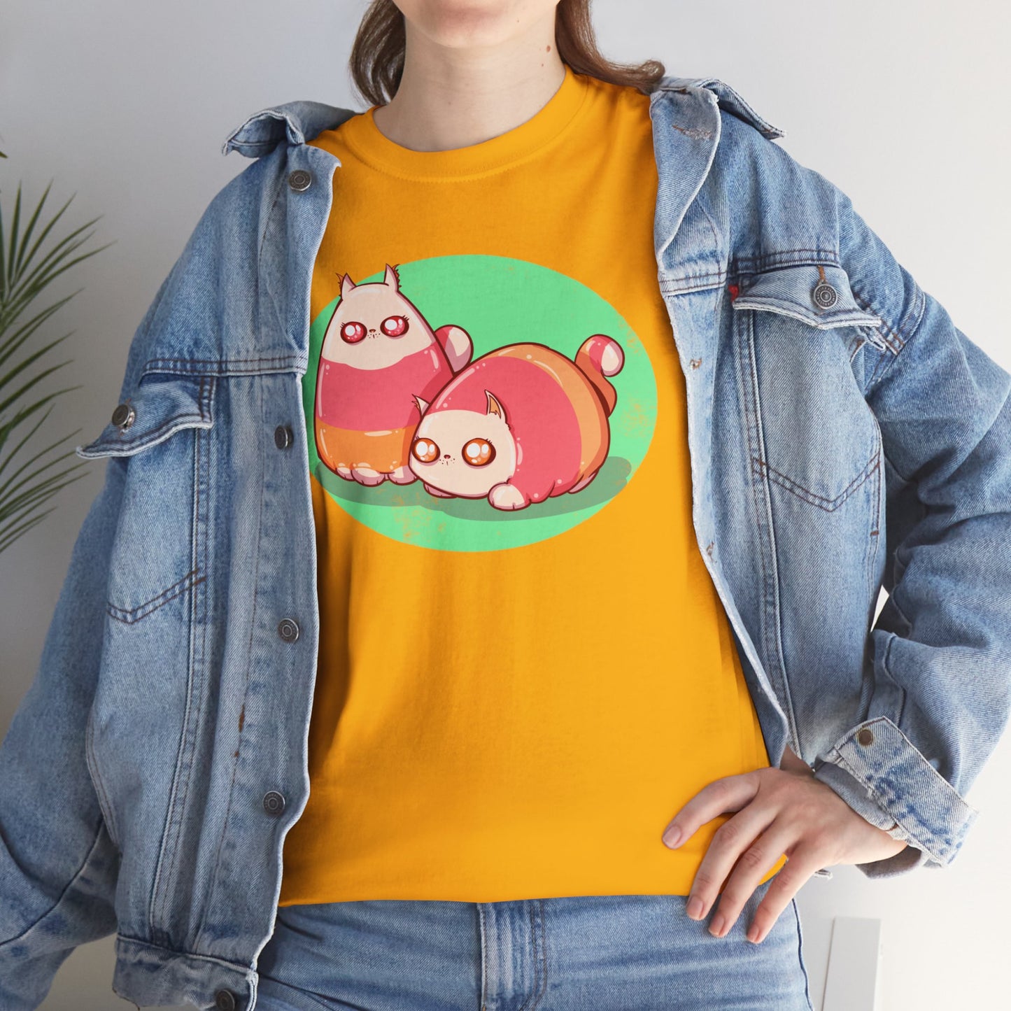 Candy Corn Cats Unisex Heavy Cotton Tee