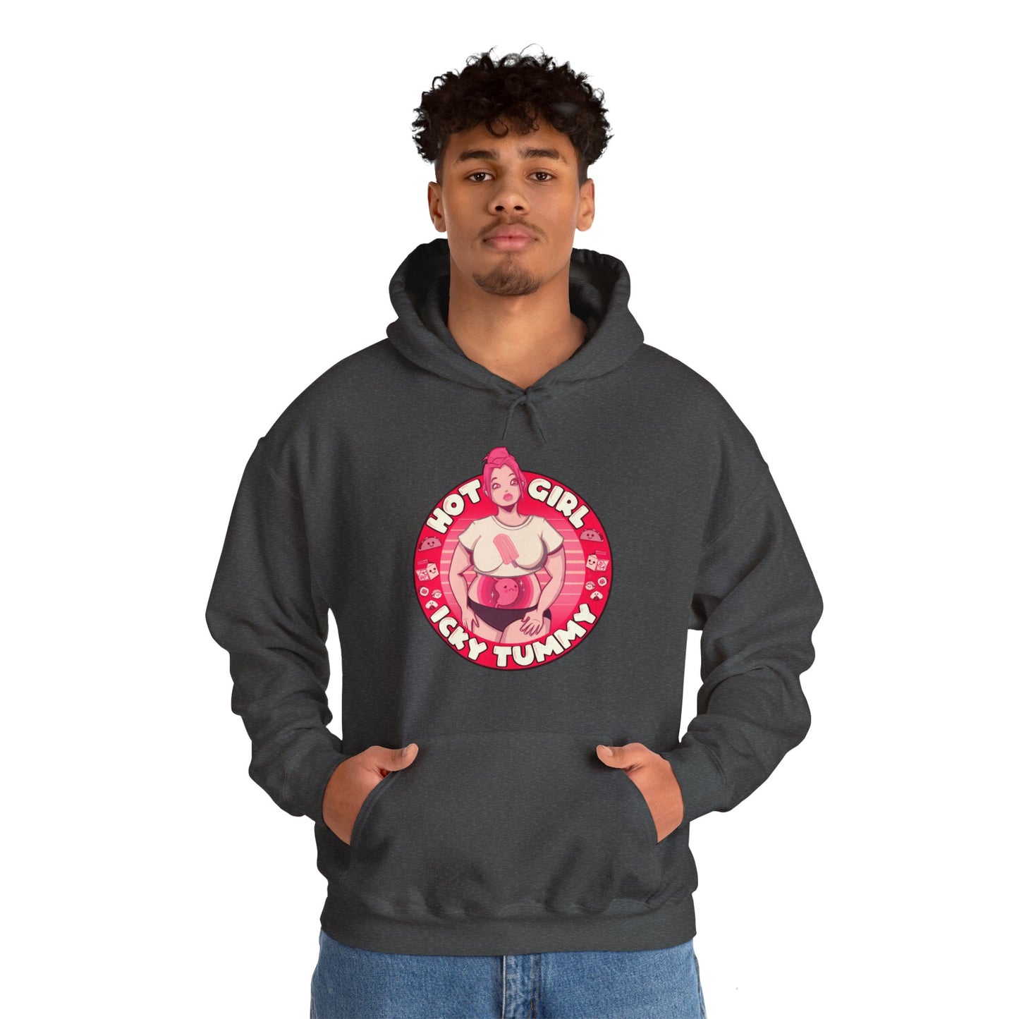 Hot Girl Icky Tummy Unisex Heavy Blend Hooded Sweatshirt