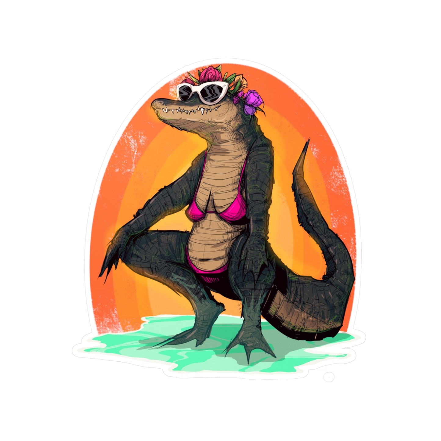 Hot Gator Summer Kiss-Cut Vinyl Decal