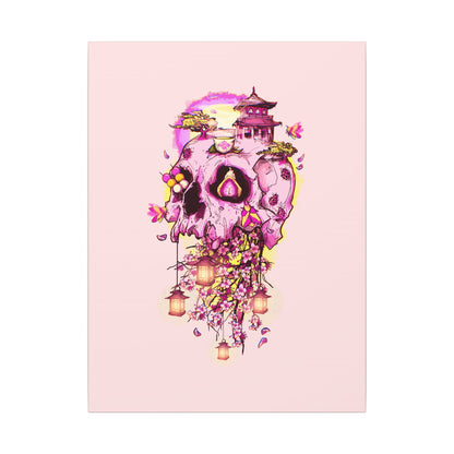 Elemental Skull Cherry Blossom Matte Canvas Stretched