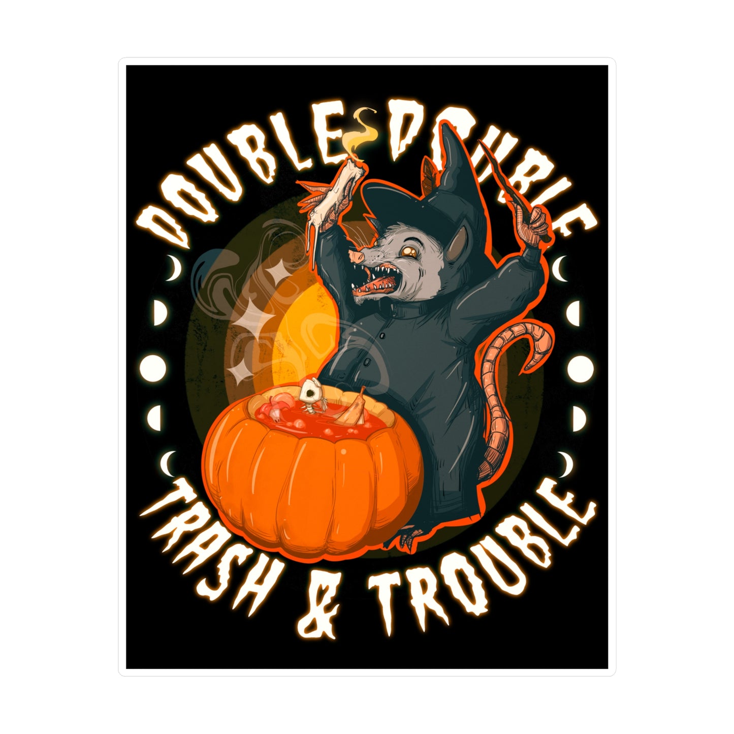Opossum Witch Kiss-Cut Vinyl Decal