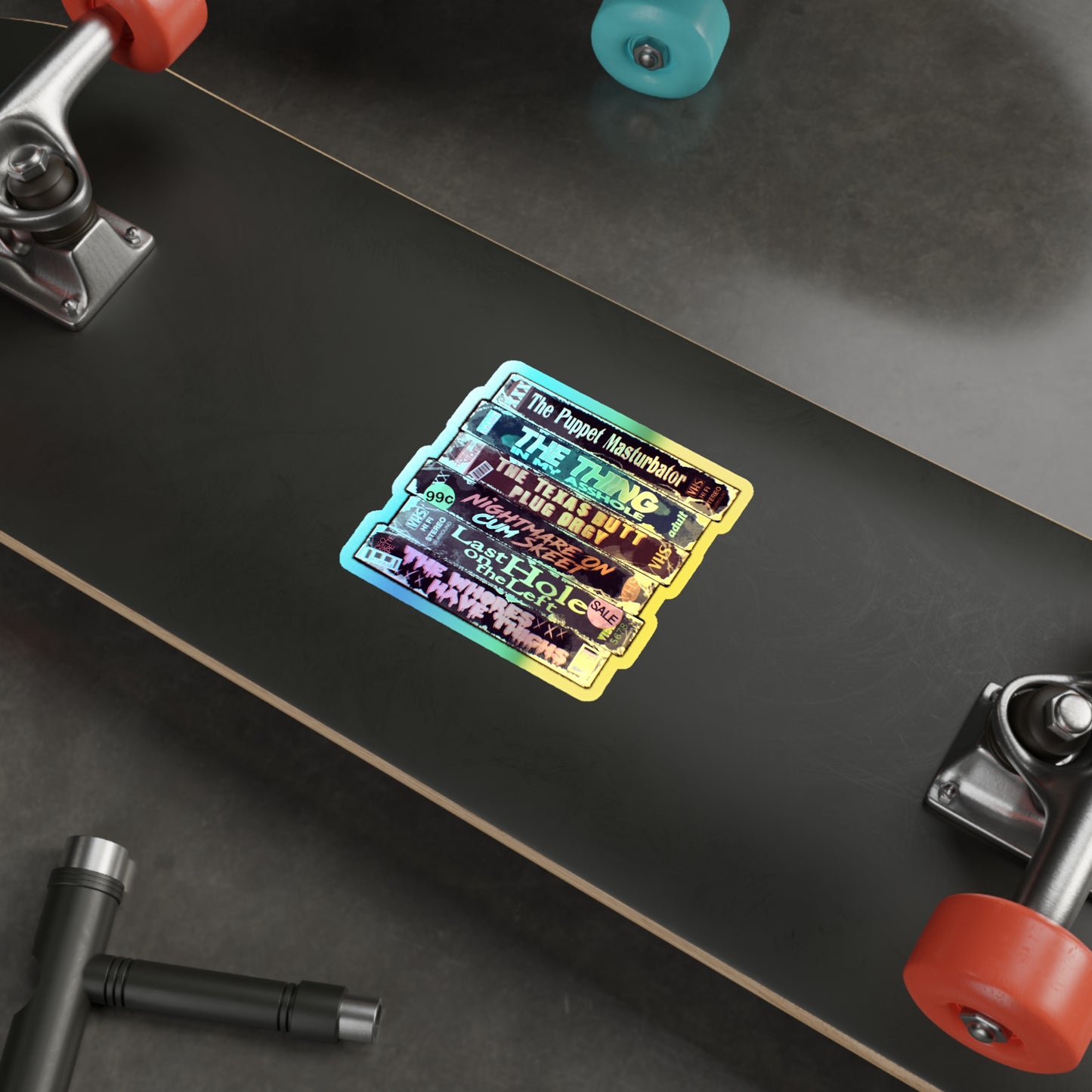 Adult Horror VHS Holographic Die-cut Stickers