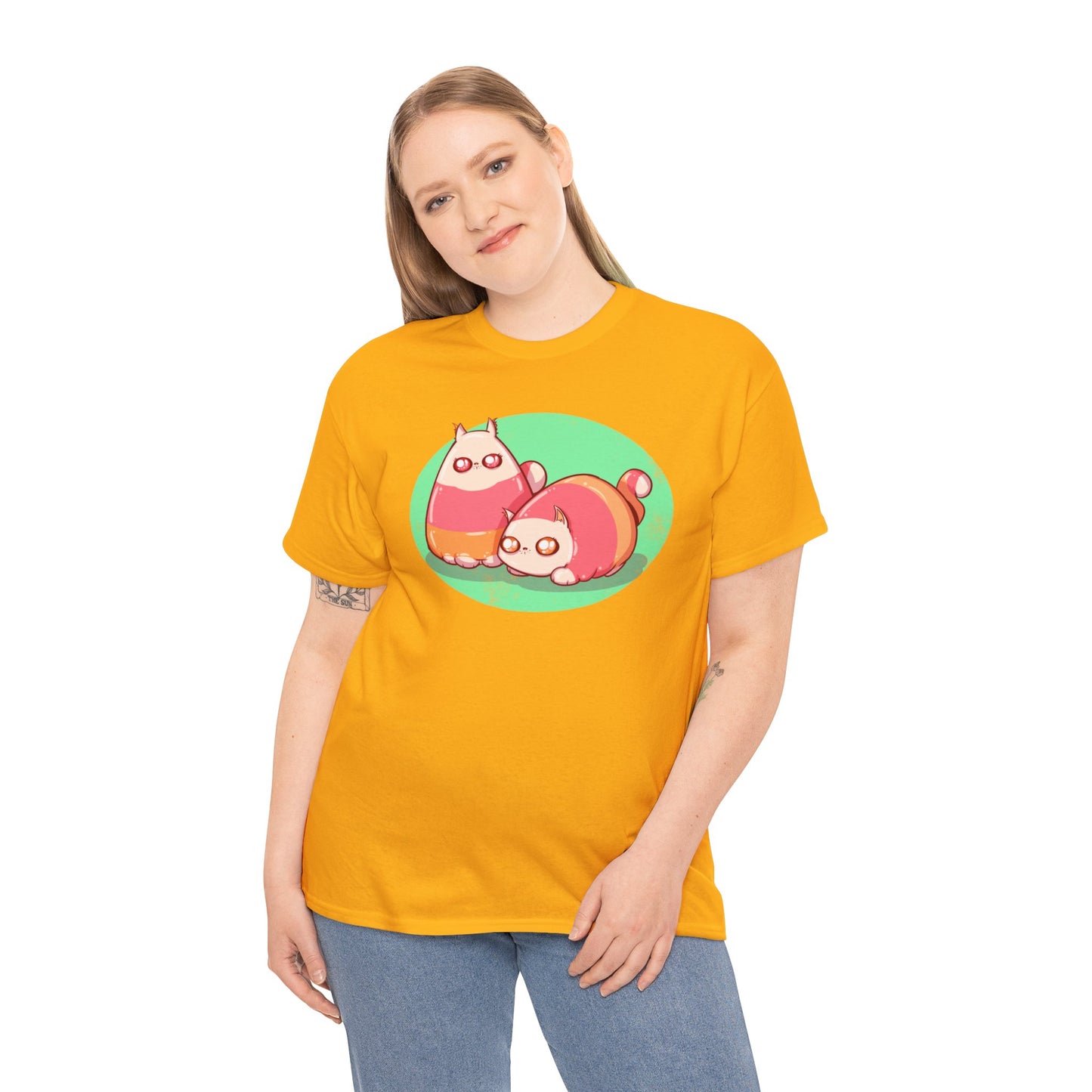 Candy Corn Cats Unisex Heavy Cotton Tee