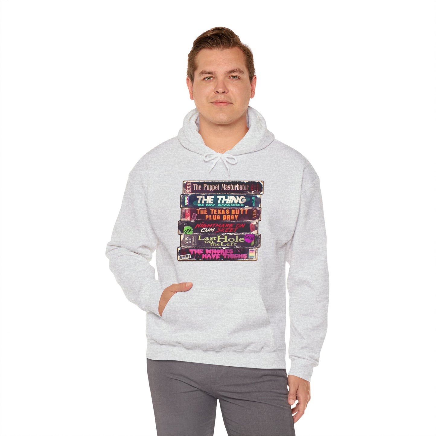 Adult Horror VHS Unisex Heavy Blend Hooded Sweatshirt
