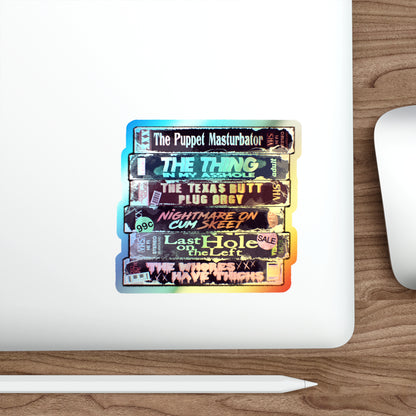 Adult Horror VHS Holographic Die-cut Stickers