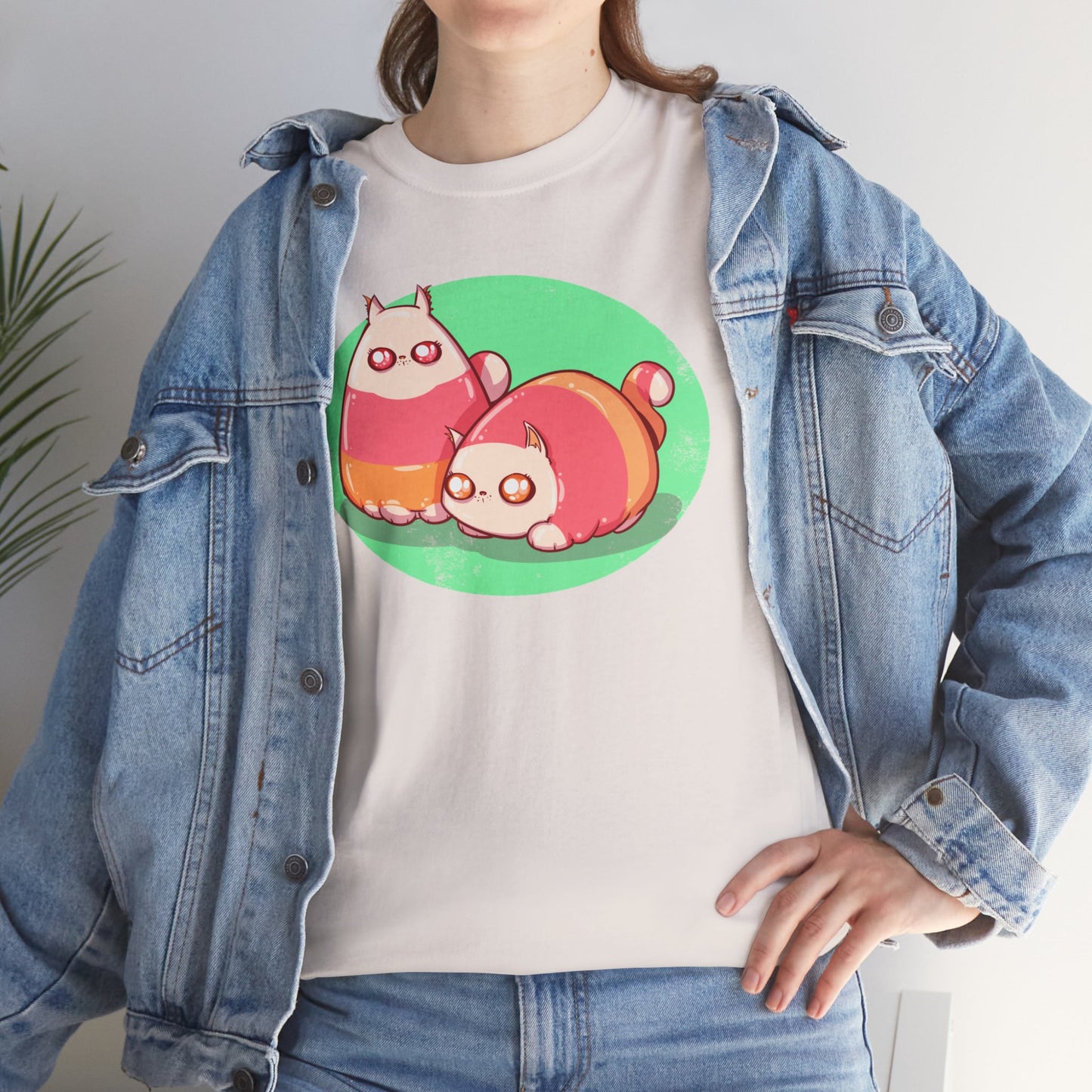 Candy Corn Cats Unisex Heavy Cotton Tee