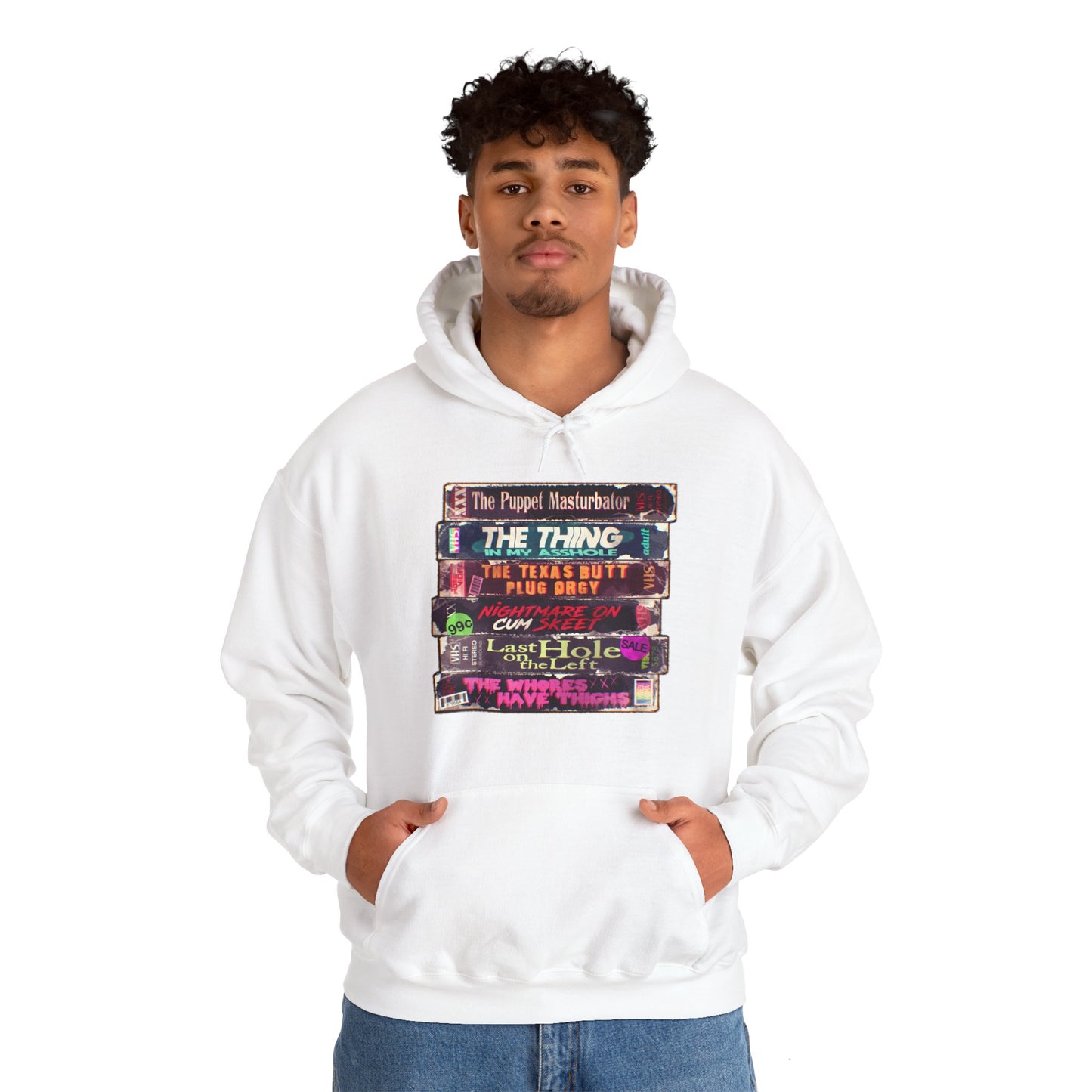 Adult Horror VHS Unisex Heavy Blend Hooded Sweatshirt