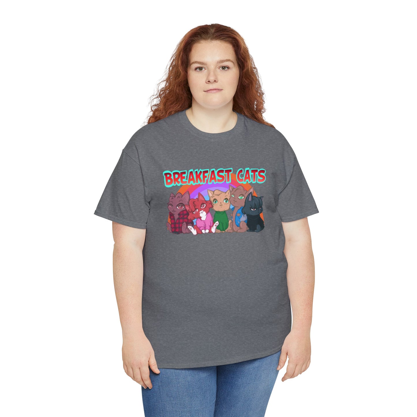 Breakfast Cats Unisex Heavy Cotton Tee