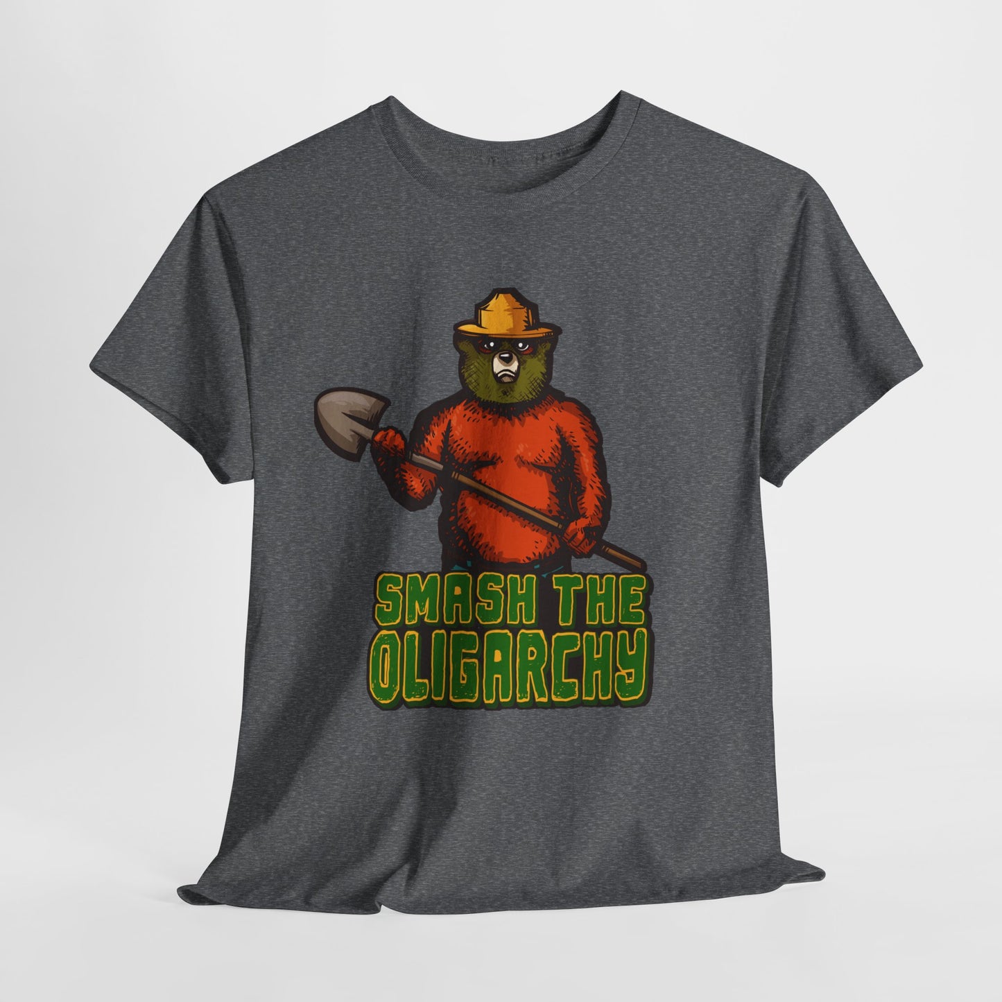 Smash The Oligarchy Bear Unisex Heavy Cotton Tee